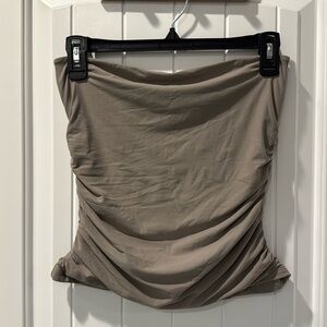 Abercrombie & Fitch - matte, seamless ruched tube top, taupe/grey